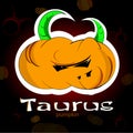 Zodiac sign Taurus.ÃÂ¡artoon pumpkin sticker Taurus
